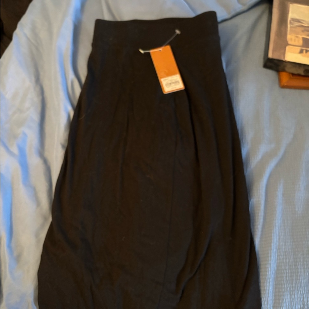 Sonoma Black Pleated Pencil Midi Skirt